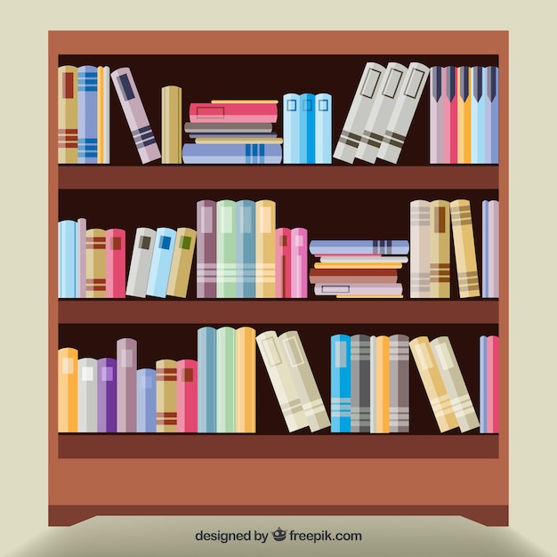 Vector wooden bookshelf