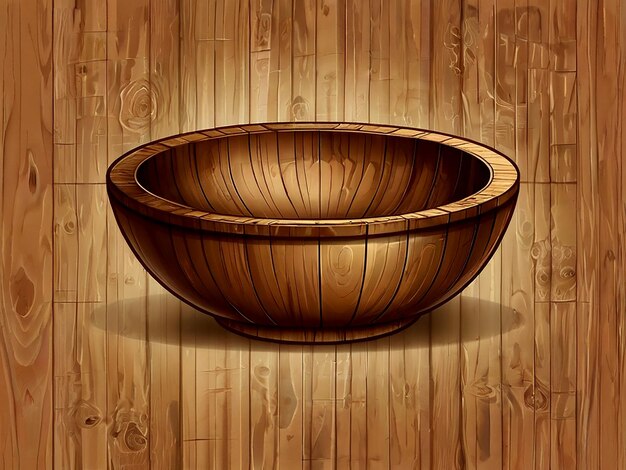 Vector a wooden bowl with a wooden rim on the side