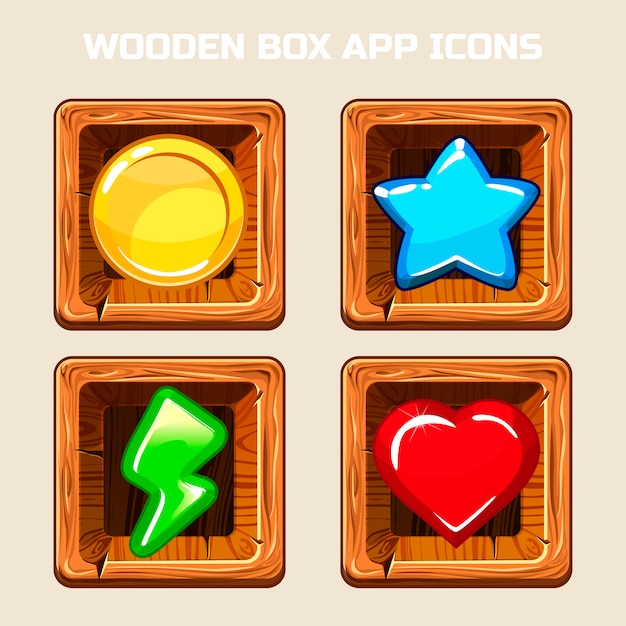 Wooden box app icons