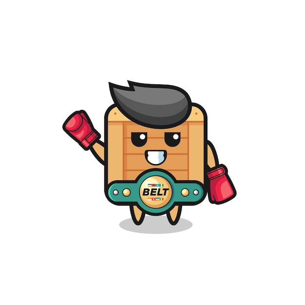 Wooden box boxer mascot character cute design