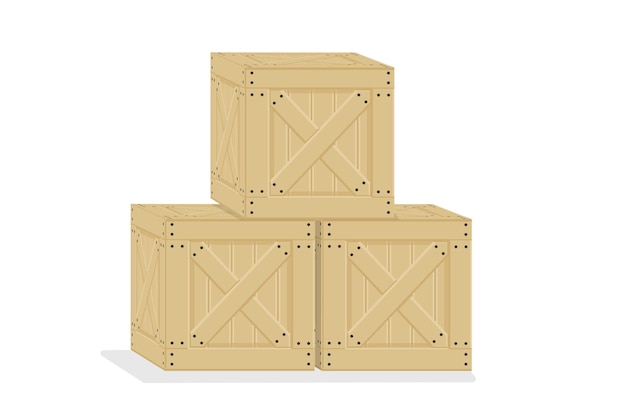 Vector wooden box cargo box postal items package