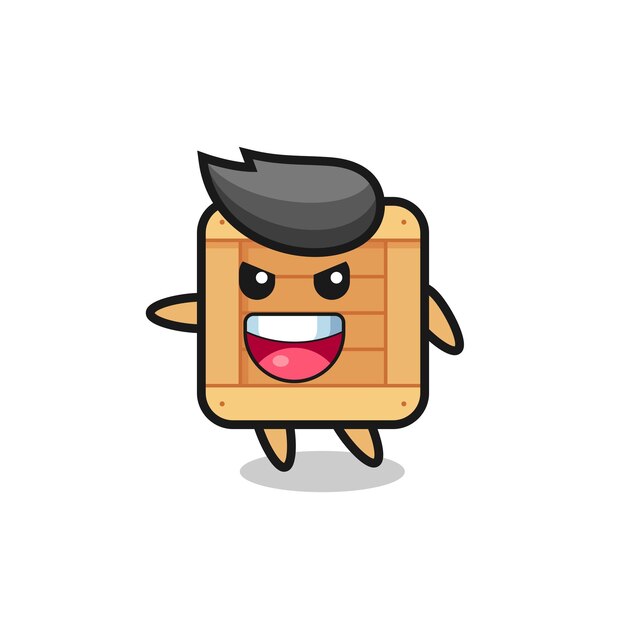 Wooden box cartoon with very excited pose