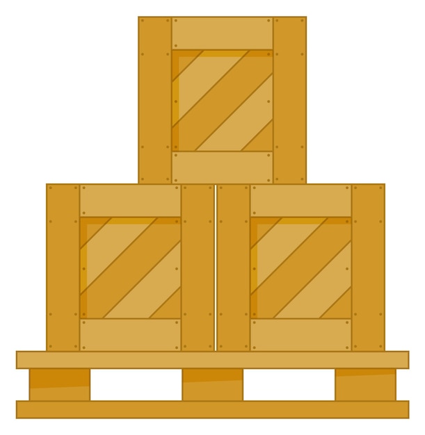 Vector wooden boxes pyramid cargo containers storage icon