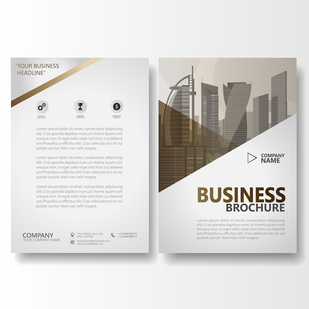 Vector wooden brown business brochure flyer, annual report template