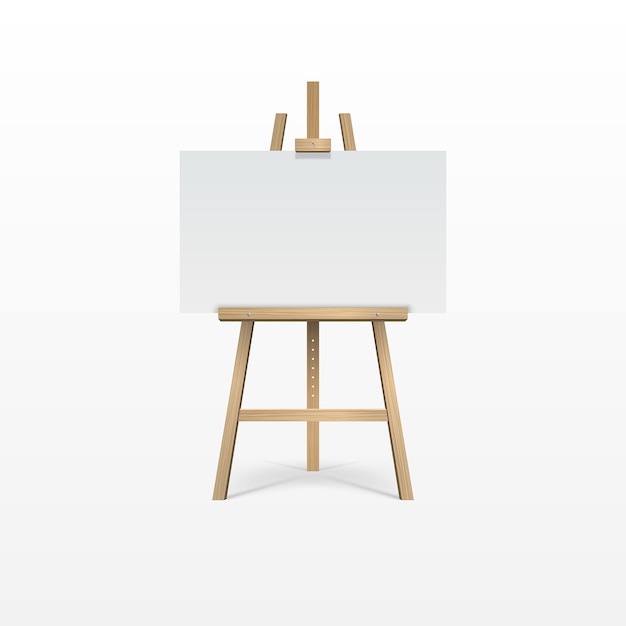 Premium Vector  Wooden paint board with white empty paper frame