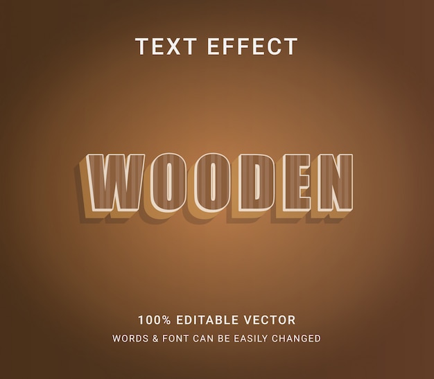 Vector wooden brown editable text effect