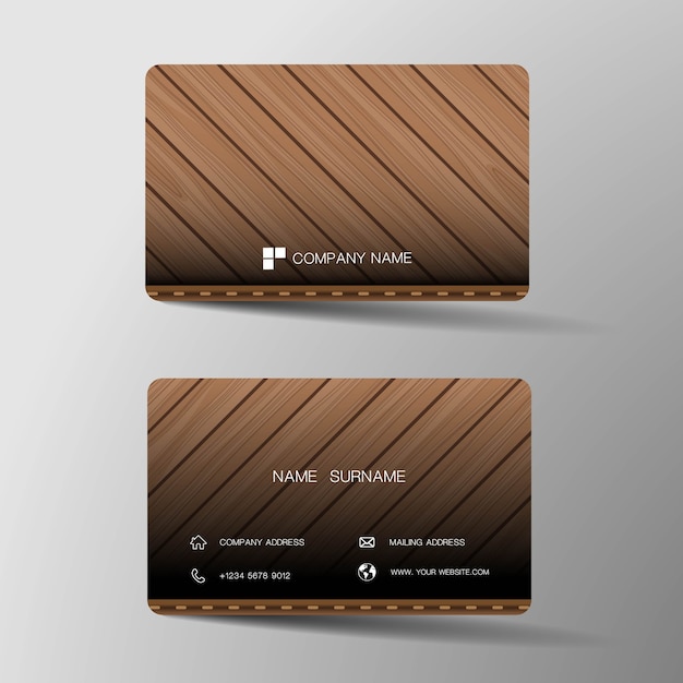 Vector wooden business card.