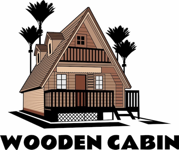 Wooden cabin house illustration design vector