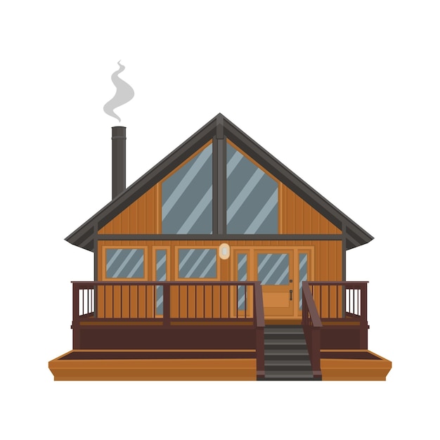 Wooden Cabin Hut Vector Illustration