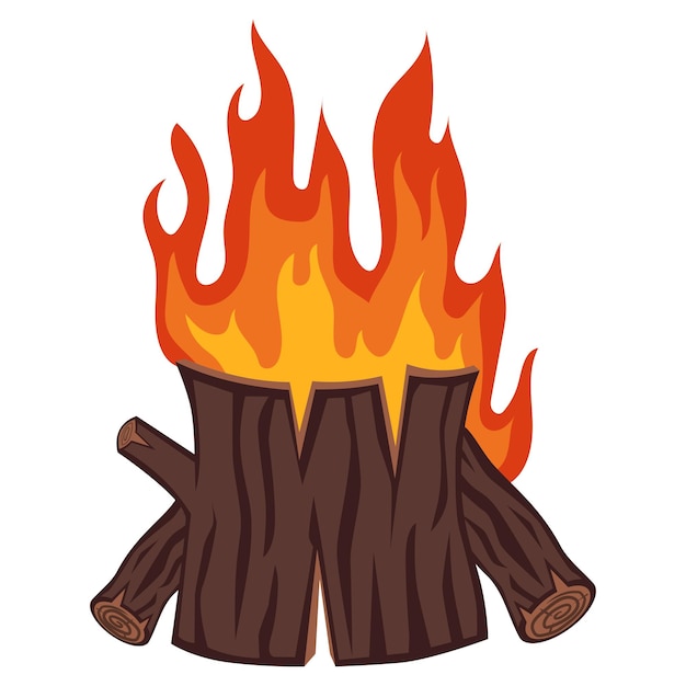 Vettore illustrazione di un fuoco di campo in legno
