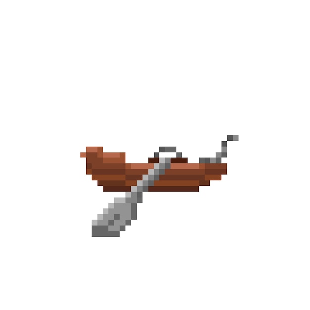 Wooden canoe in pixel style