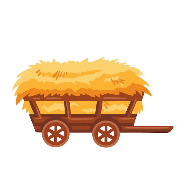 wooden cart with hay color symbol vector illustration