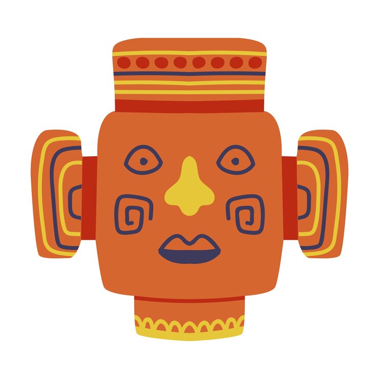 वेक्टर wooden carved aztec mask as mexican symbol vector illustration