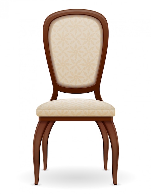 Wooden chair furniture with padded backrest and seats vector illustration