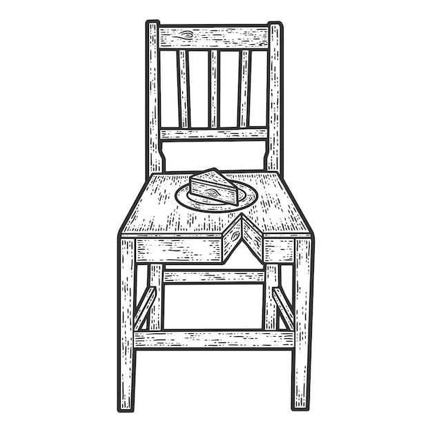 Wooden chair like cake Sketch scratch board imitation Black and white