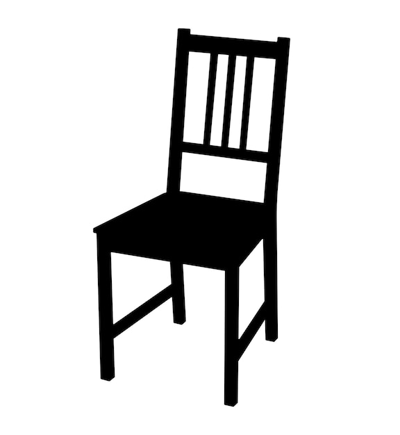 Illustrazione della siluetta della mobilia del sedile della sedia di legno