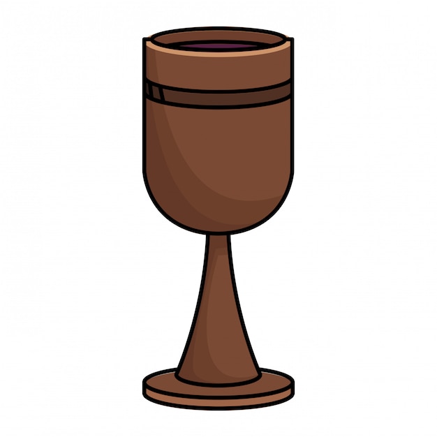 Vector wooden chalice wine