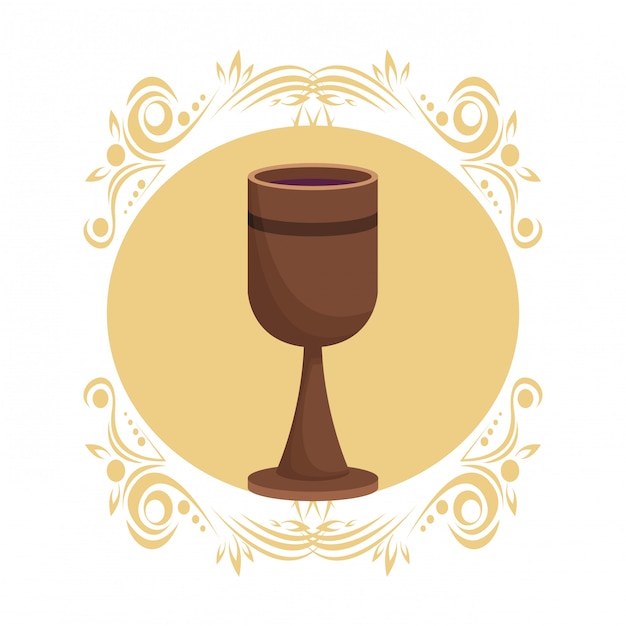 Vector wooden chalice wine