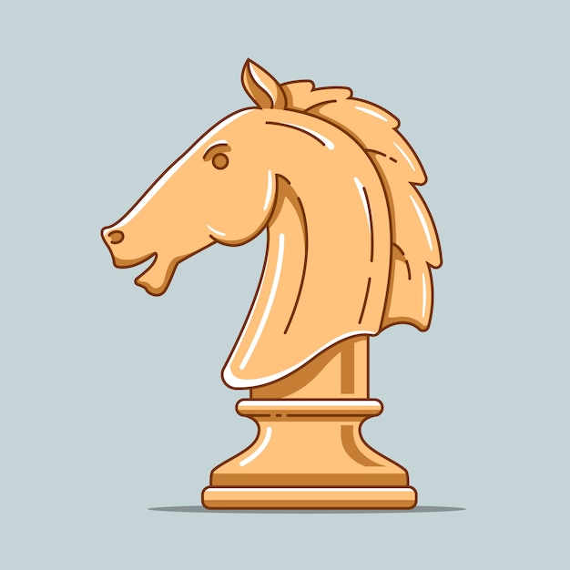 Vector wooden chess piece of horse