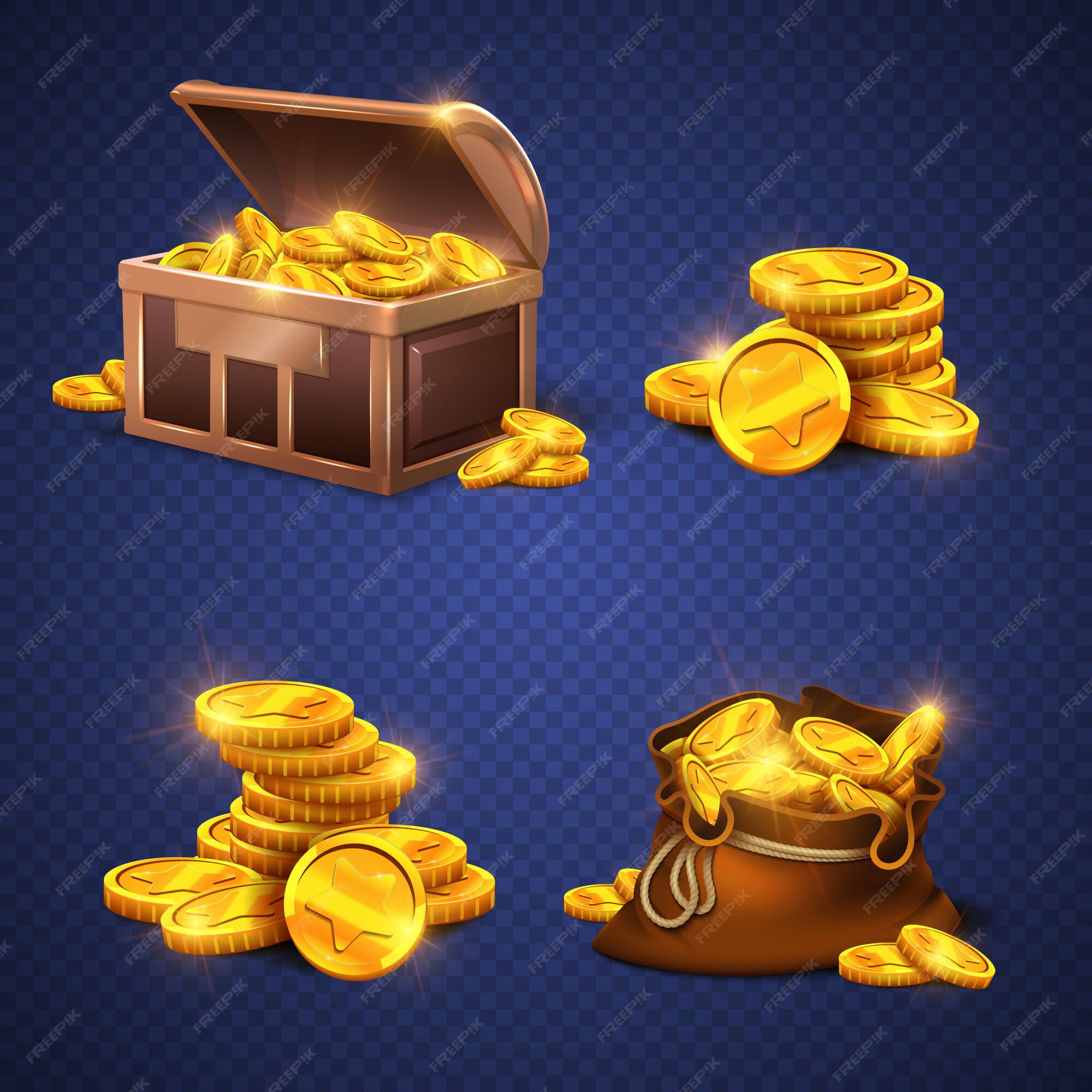 Heavy wooden chest full of ancient gold treasures Vector Image