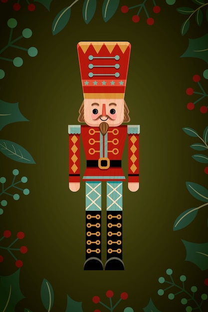 Vector wooden christmas nutcracker