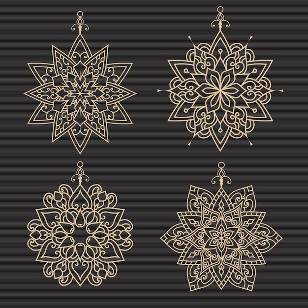 Wooden Christmas snowflake mandala ornament background illustration.