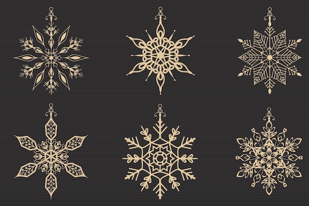 Wooden Christmas snowflake mandala ornament background illustration.