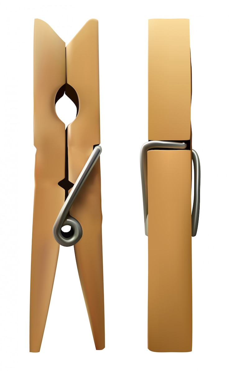 Vector  wooden clothespin on white isolated 
