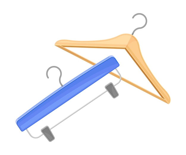 Vector wooden clothing hanger as sewing and tailoring equipment vector illustration