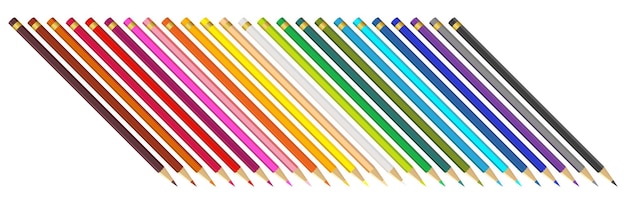 wooden color pencils arranged in bulk on a white isolated background colored pencils stacked