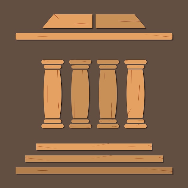 Wooden Column Vector Design