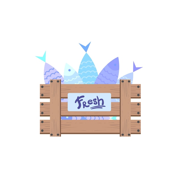 Wooden Crate With Fish