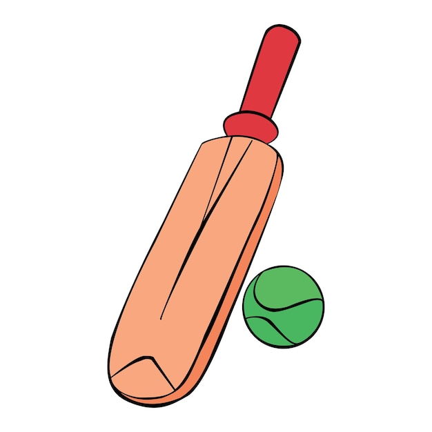 Vector a wooden cricket bat and ball vector in an isolated background