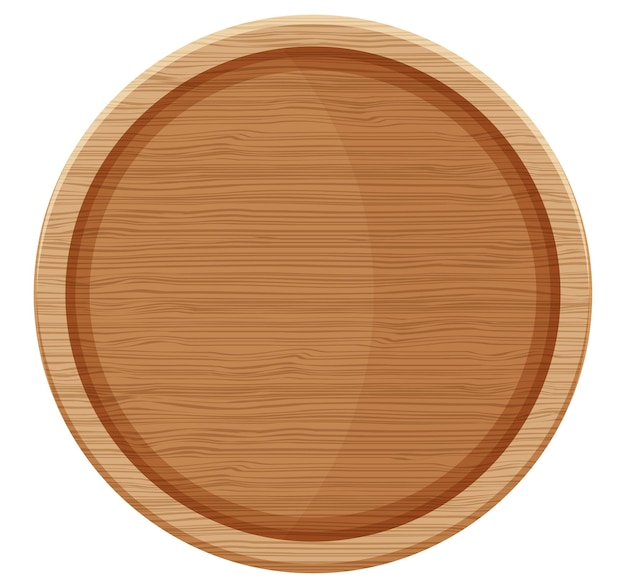 wooden cutting board or plate in cartoon style isolated