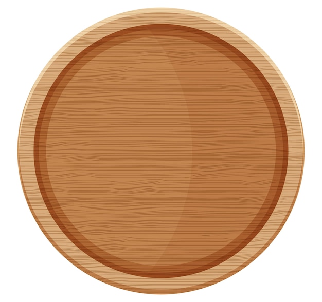 Vector wooden cutting board or plate in cartoon style isolated