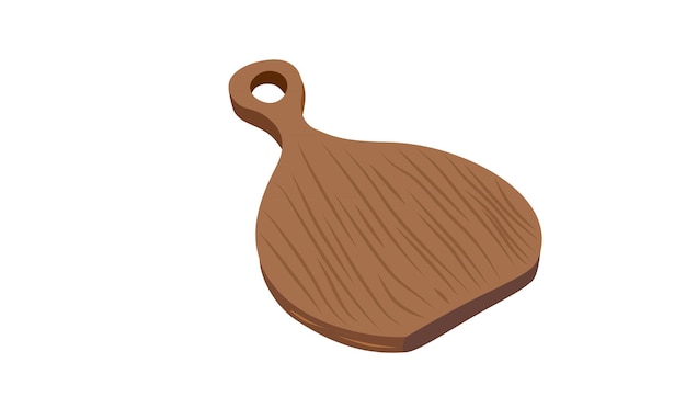 Vector wooden cutting board vector kitchen utensil made of wood pizza board accessory for delicious food