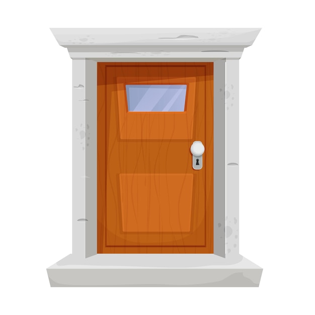 Porta in legno con cornice porta finestra in pietra in stile cartone animato