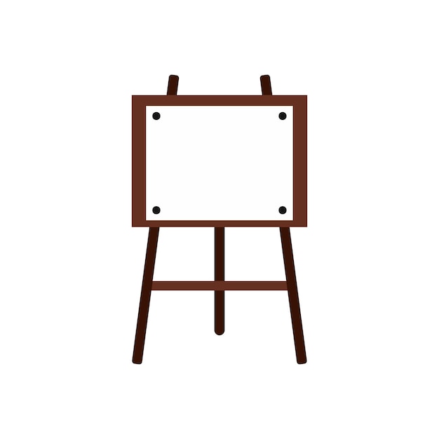 Wooden easel icon in flat style on a white background