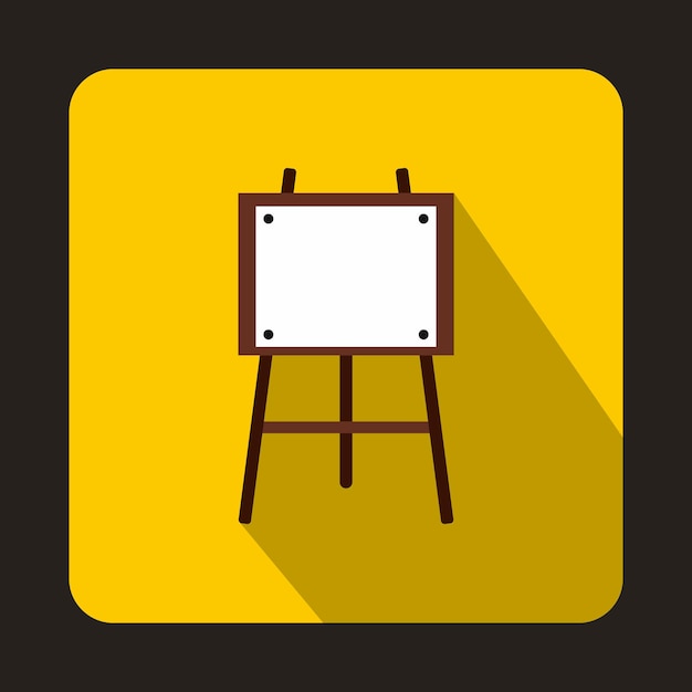 Wooden easel icon in flat style on a yellow background