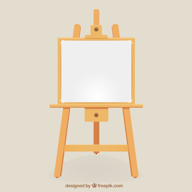 Vector wooden easel with blank canvas