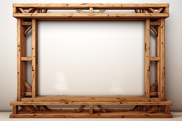 Vector wooden empty frame on white background 3d illustration