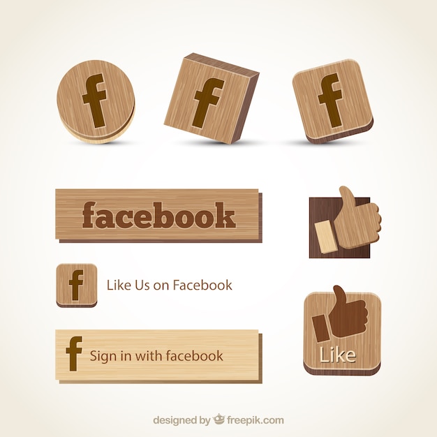 Vector wooden facebook icons