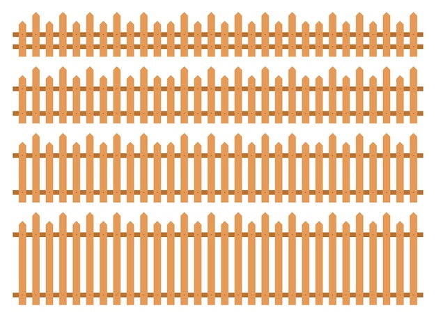 Деревянный забор в плоском стиле векторной иллюстрации, изолированный на белом