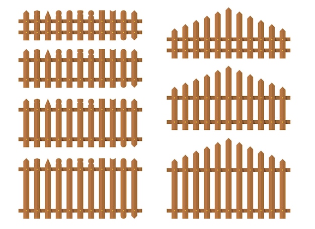 Staccionata in legno in stile piatto illustrazione vettoriale isolato su bianco