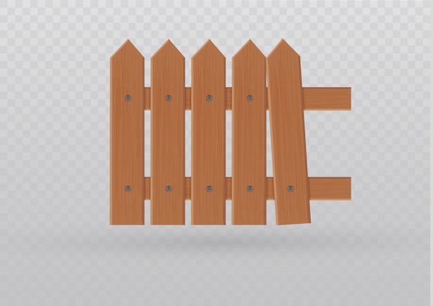 Wooden fence illustration isolated on white background.set fence made from  illustration