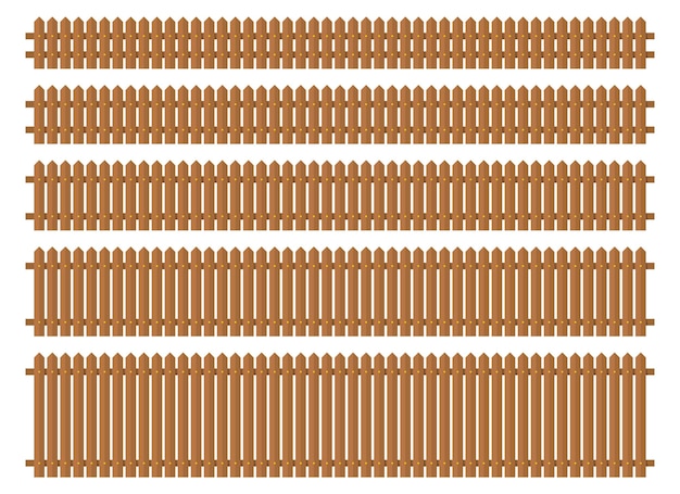 白で隔離フラット スタイル ベクトル図の木製フェンス