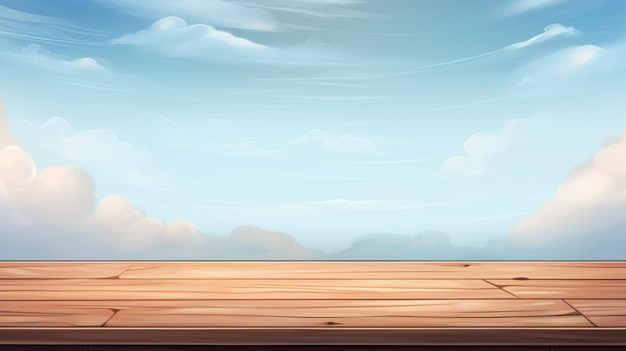 Vector a wooden fence with a wooden frame and a sky background