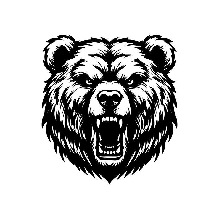 Vector a wooden figure of a bear with a pine cone in the middle