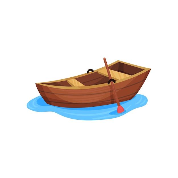 Vector wooden fishing boat vector illustration on a white background