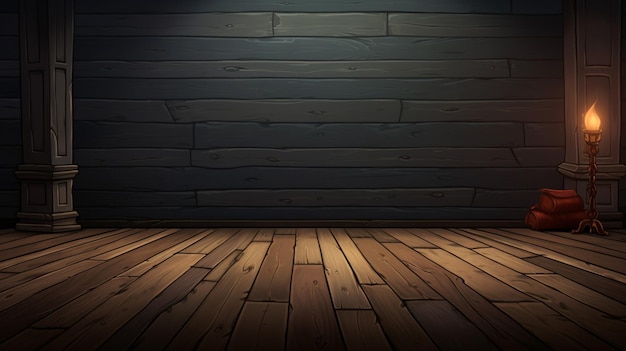 Vector a wooden floor with a light on the wall and a wooden floor